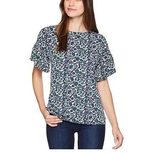 Michael Kors Floral Boat Neck Top Blouse Size S
